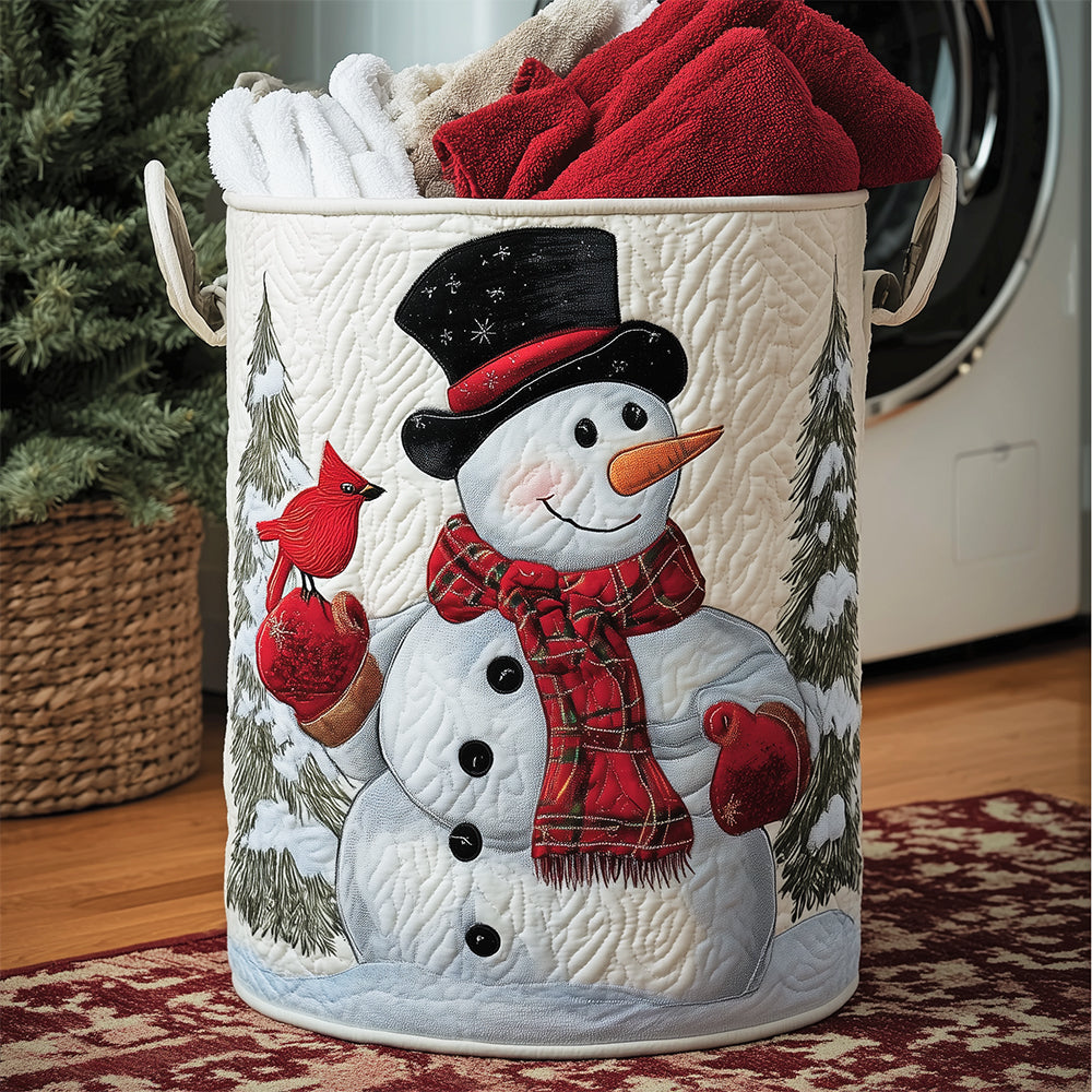 Cardinal Snow Glow Quilted Laundry Basket Father's Day Merch Gift