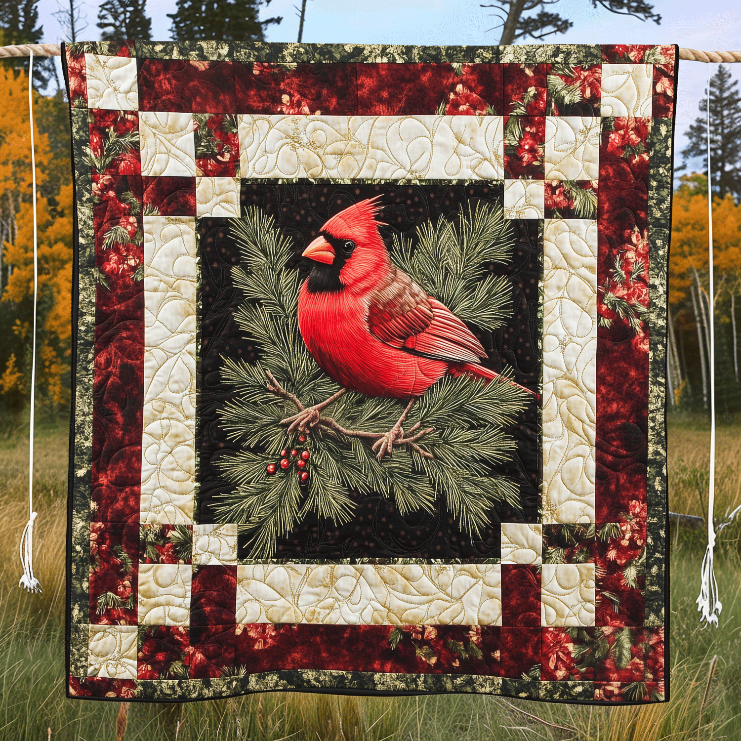 Cardinal Song Quilted Blanket Unique Cardinal Bird Gifts