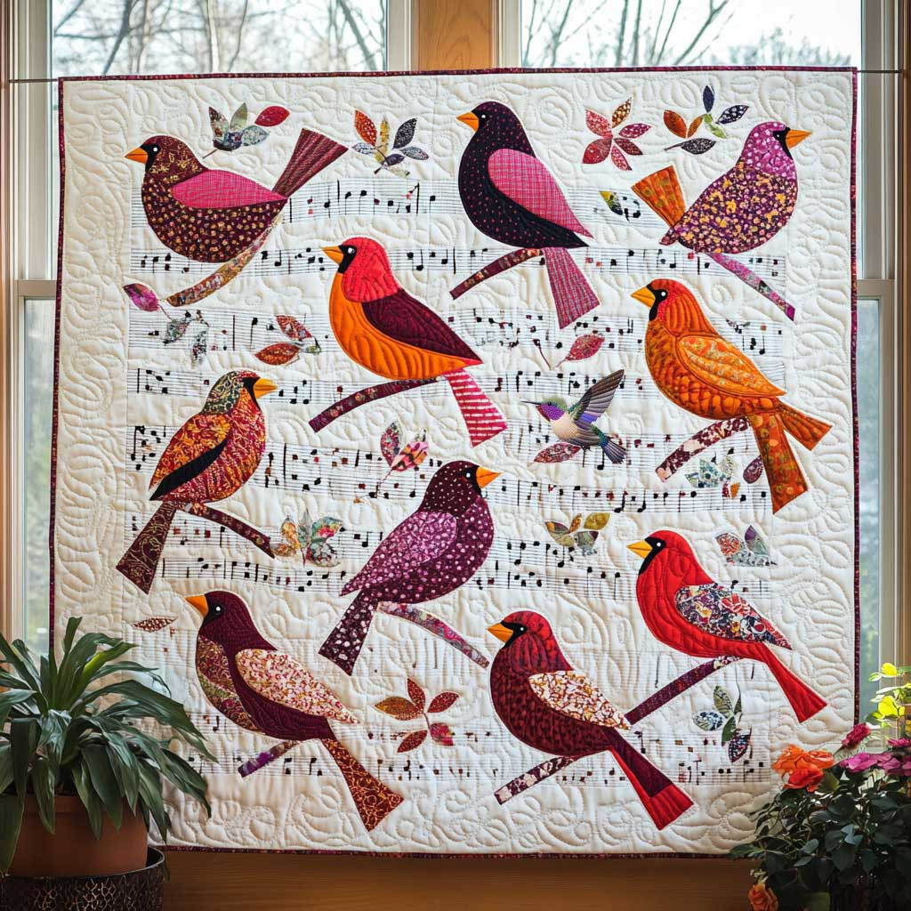 Cardinal Symphony Holiday Christmas Quilt Blanket Grandma Presents For Christmas