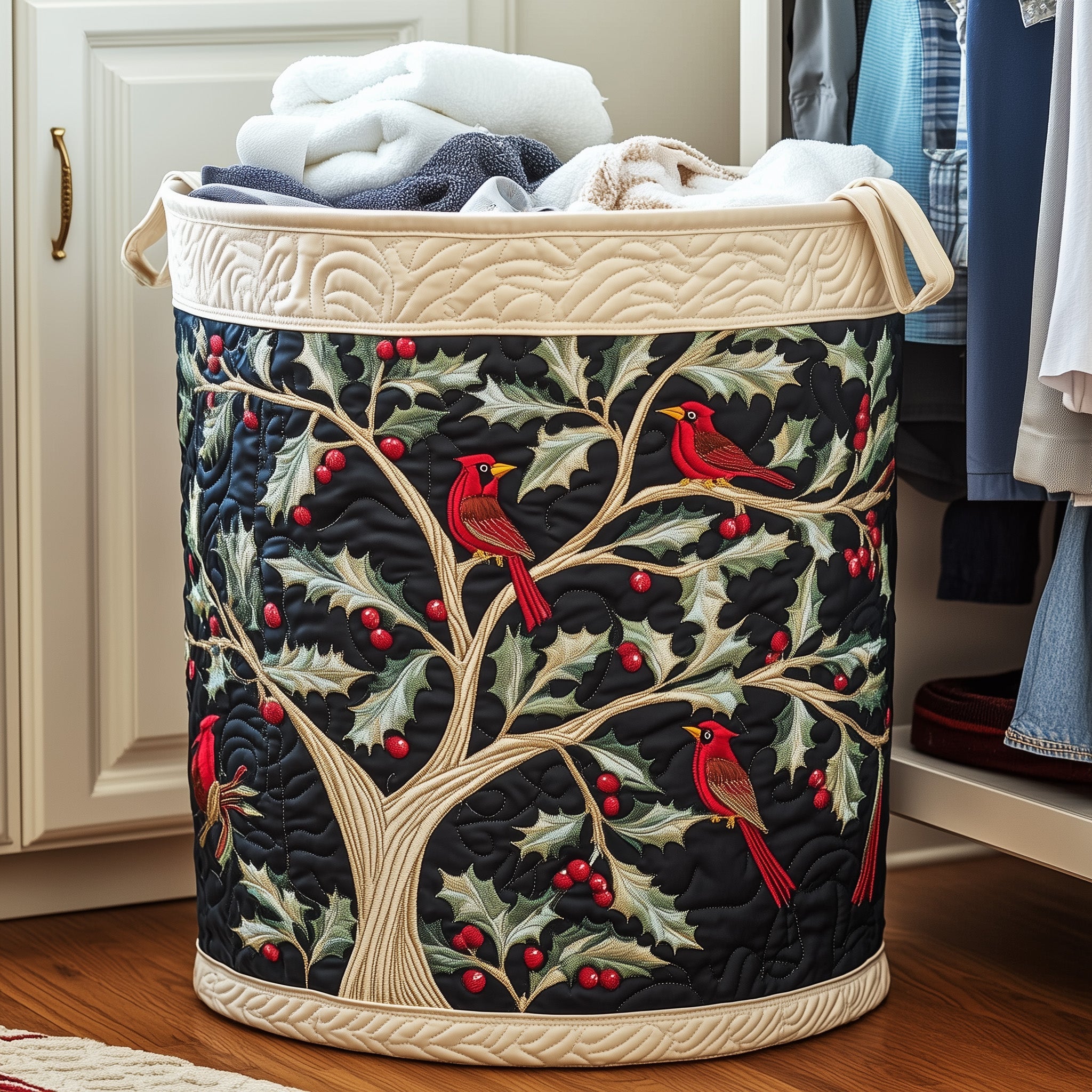 Cardinal Tree Quilted Laundry Basket Cardinal Christmas Decor