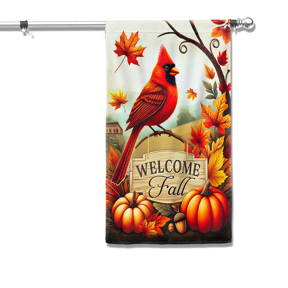 Cardinal Welcome Fall Flag