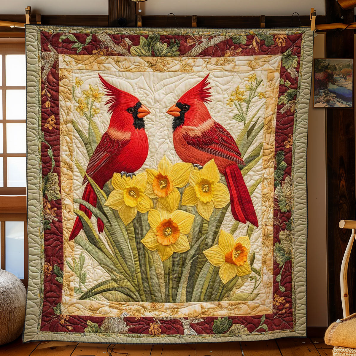 Cardinal Whispers Quilt Classic Quilt Blanket for Cozy and Warm Nights