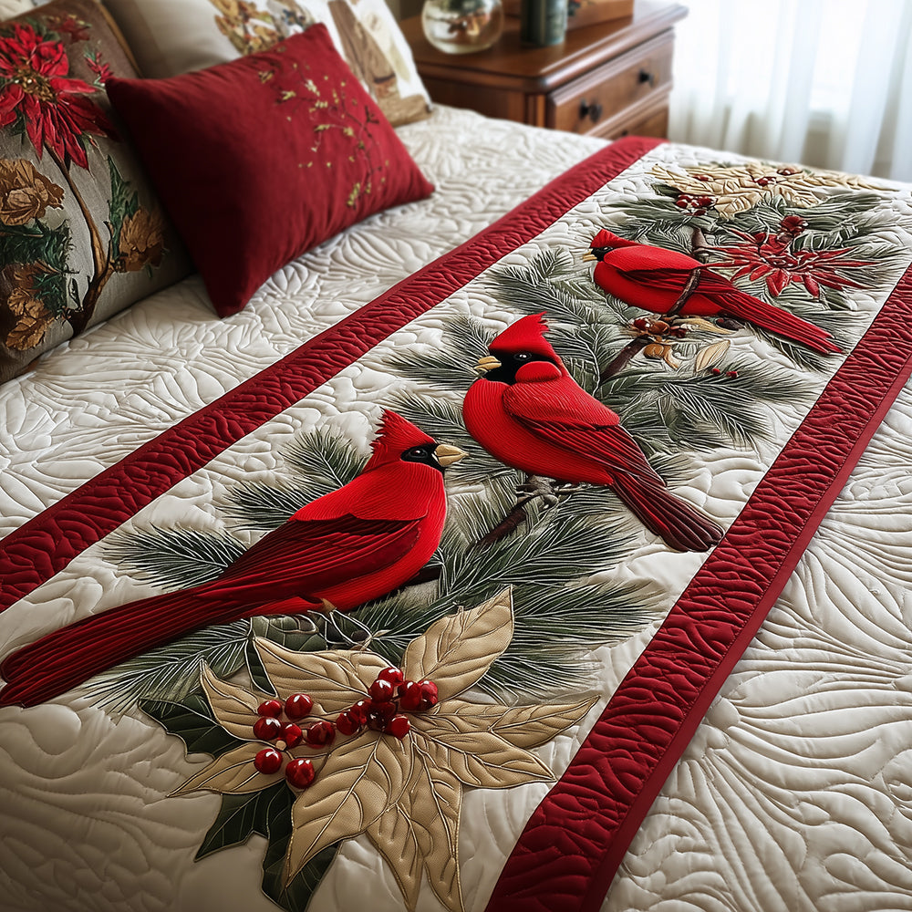 Cardinal Whispers Quilted Bed Runner Holiday Bedroom Ideas Cardinal Christmas Gift