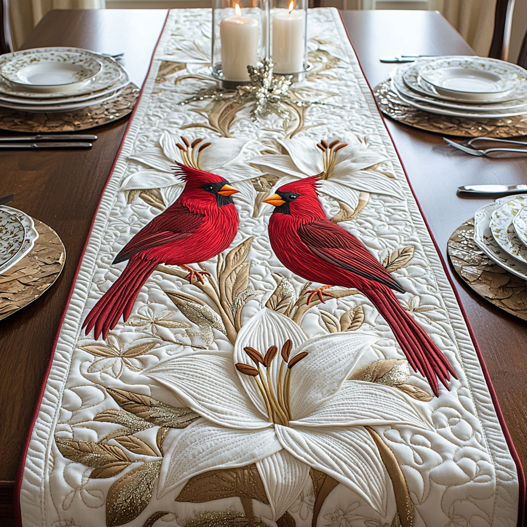 Cardinal Whispers Quilted Table Runner Dining Room Centerpieces Unique Cardinal Gifts