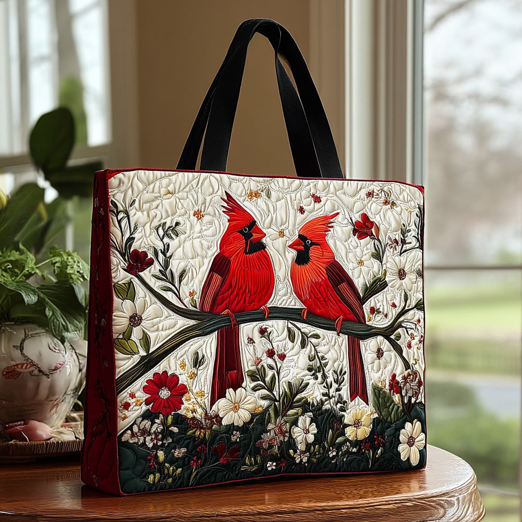 Cardinal Whispers Quilted Tote Bag Red Cardinal Gift Items