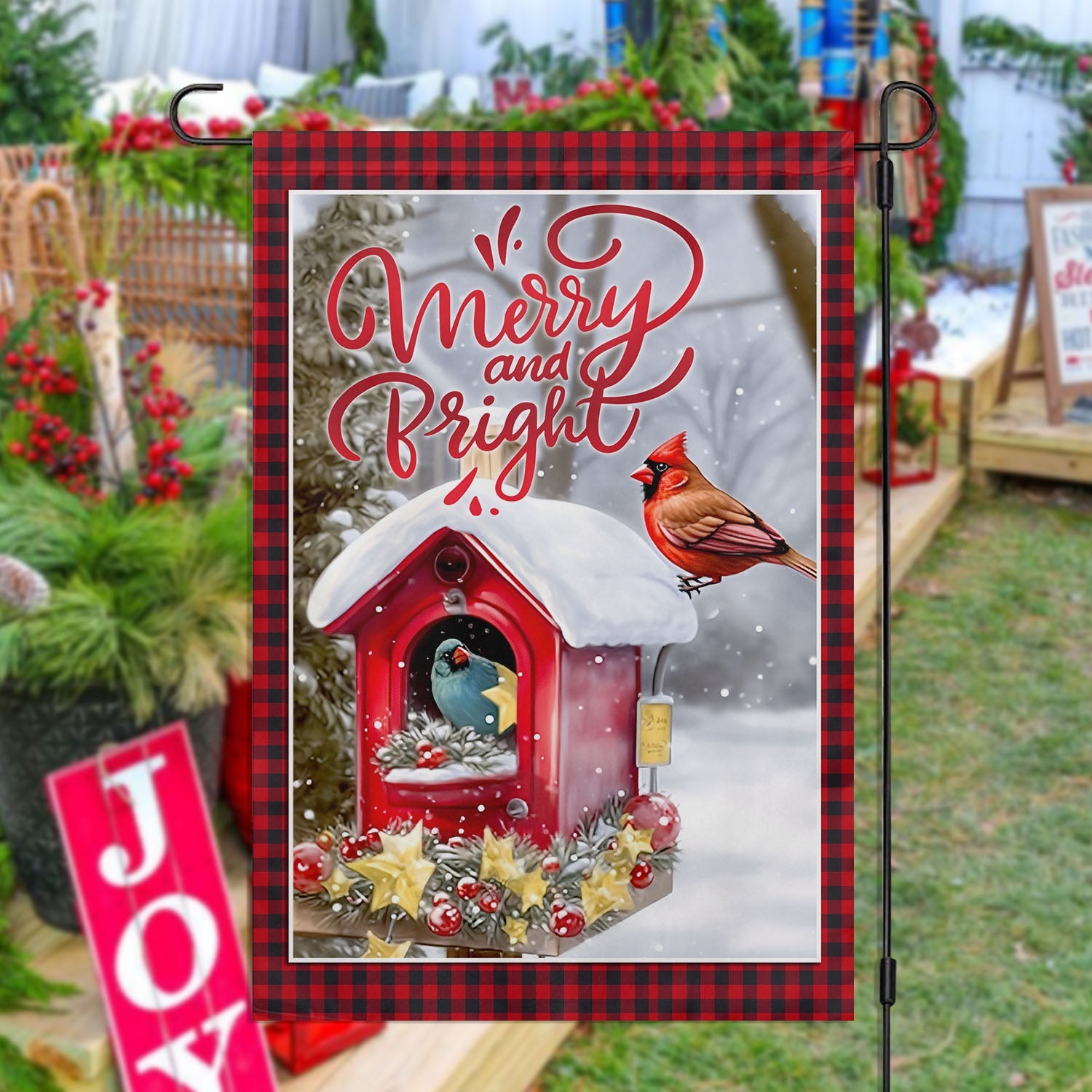 Cardinal Winter Birdhouse Flag Xmas Garden Flag Christmas Gift For Cardinal Lovers