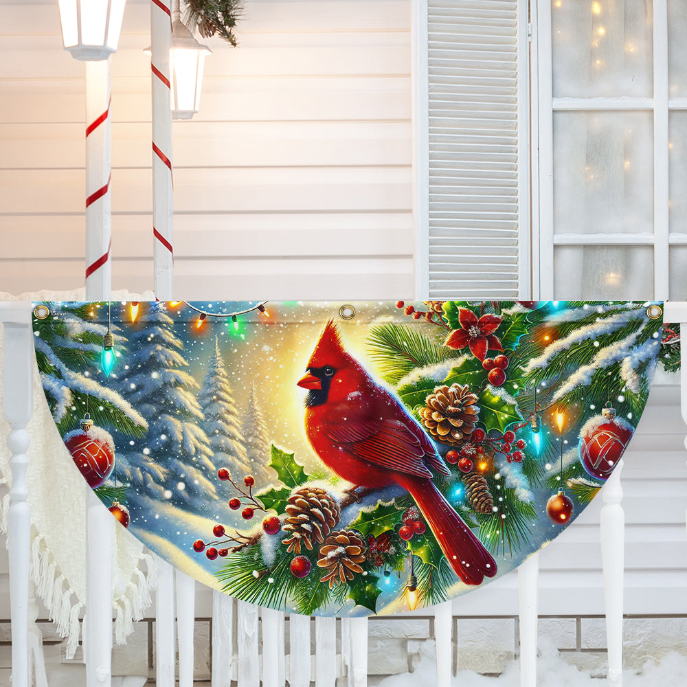 Cardinal Winter Christmas Non Pleated Fan Flag