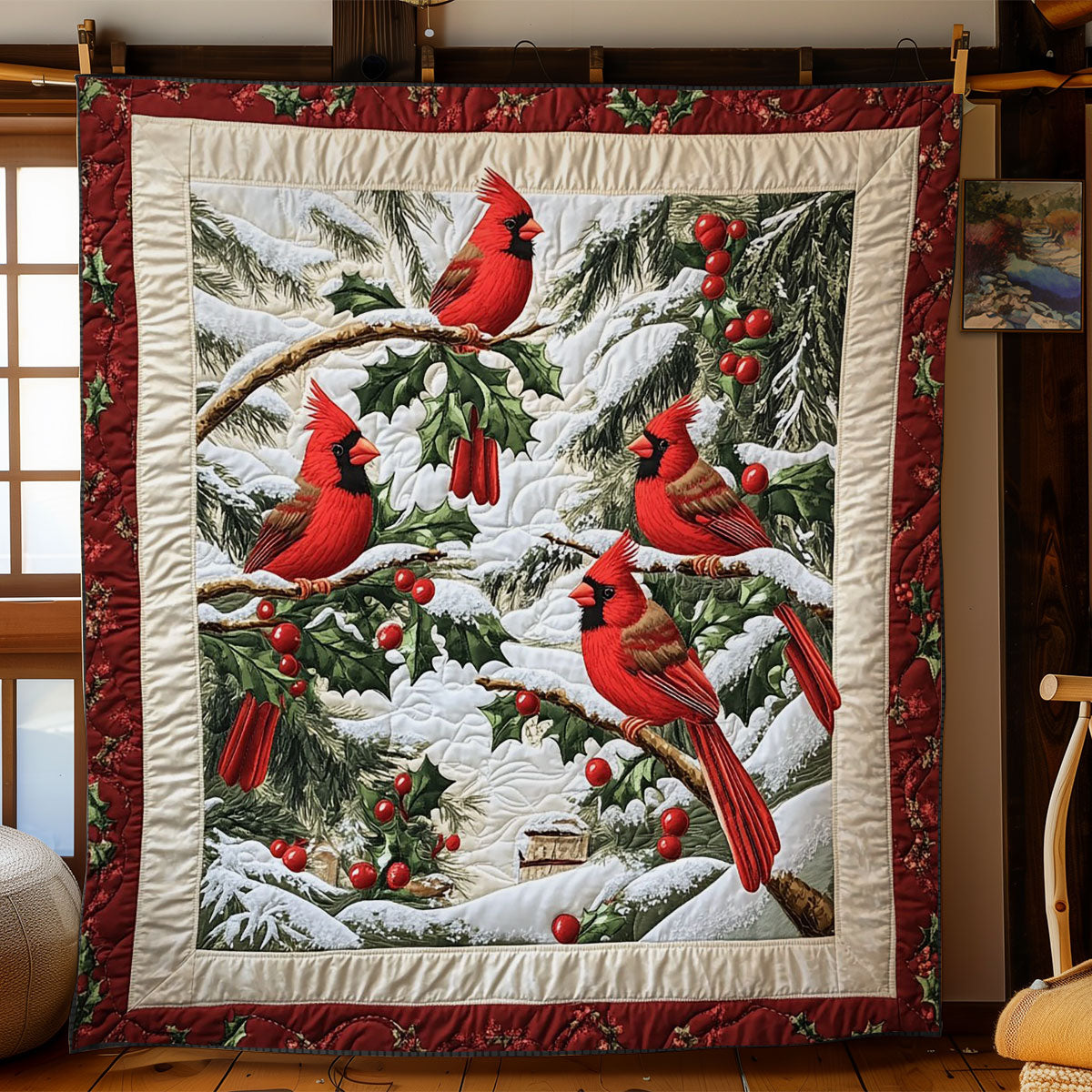 Cardinal Winter Quilt Blanket Cardinal Blanket Throw Cardinal Gifts For Mom