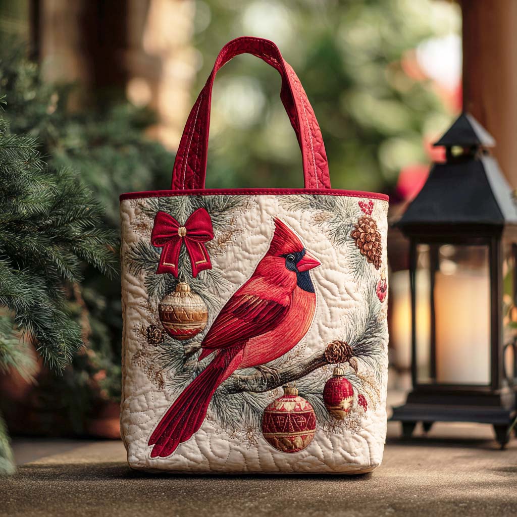 Cardinal Winter Quilted Tote Bag Red Cardinal Gift Items