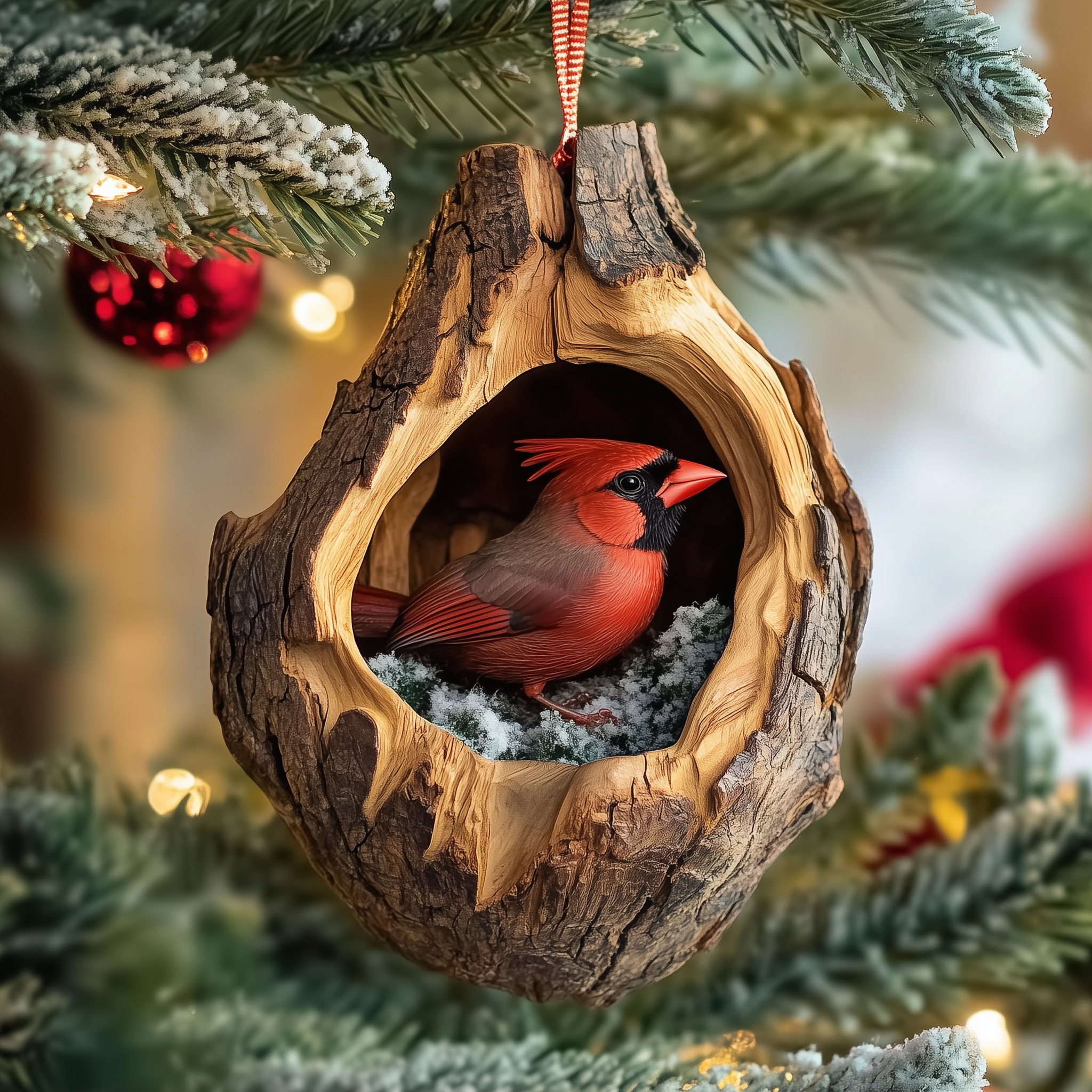 Cardinal Wood Hollow Acrylic Ornament New Home Christmas Ornament