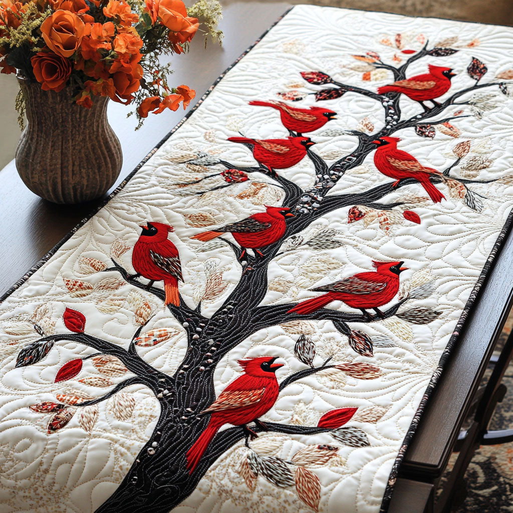 Cardinals Gathering Quilted Table Runner Dining Room Table Decor Cardinal Gifts For Christmas
