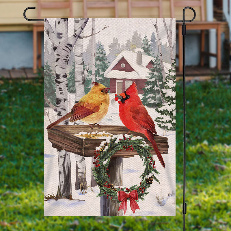 Cardinals In Forest Christmas Flag Xmas Holiday Garden Decorations Cardinal Related Gifts