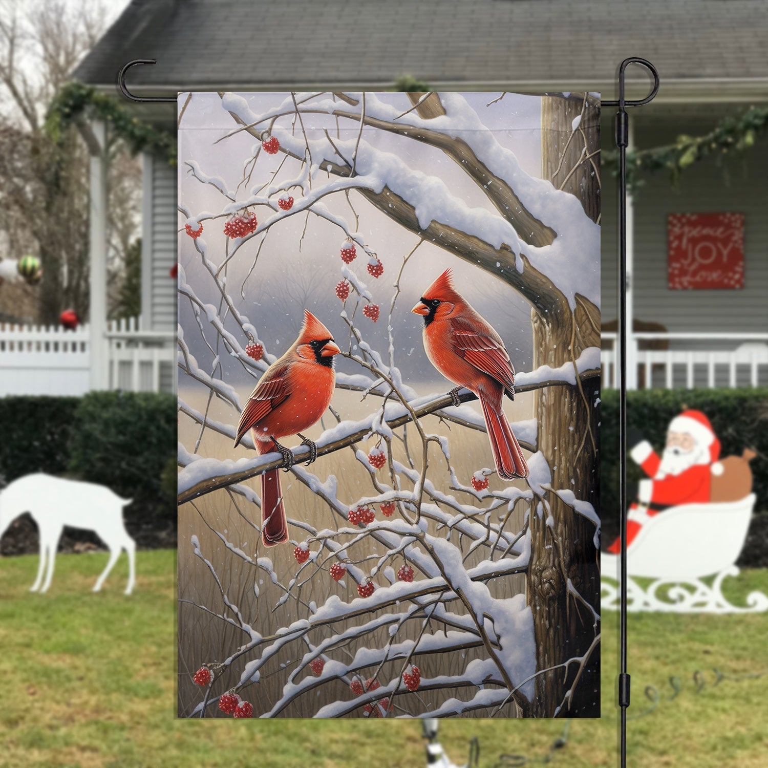 Cardinals On A Berryladen Branch Christmas Garden Flag Christmas Decor Cardinal Gifts