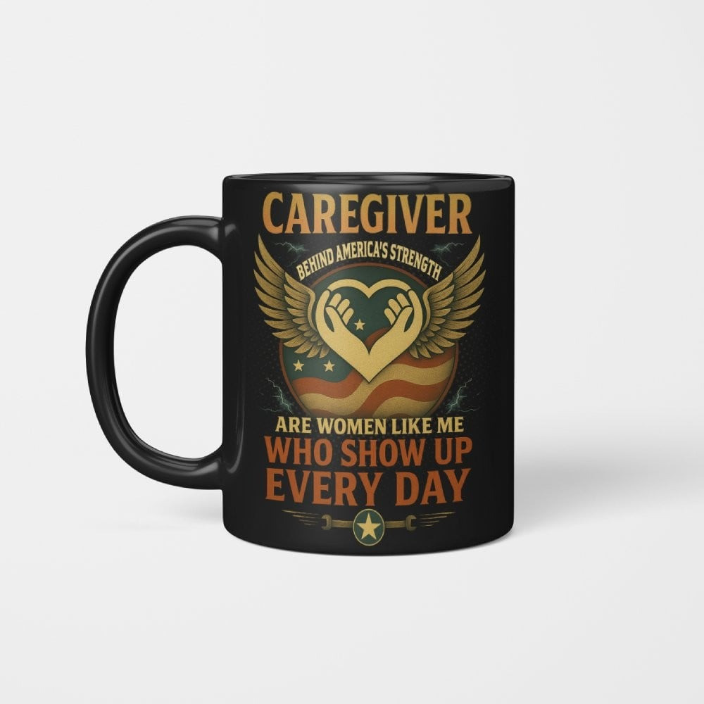 Caregiver Behind America's Strength - Caregiver Patriotic Mug Gift For Caregivers