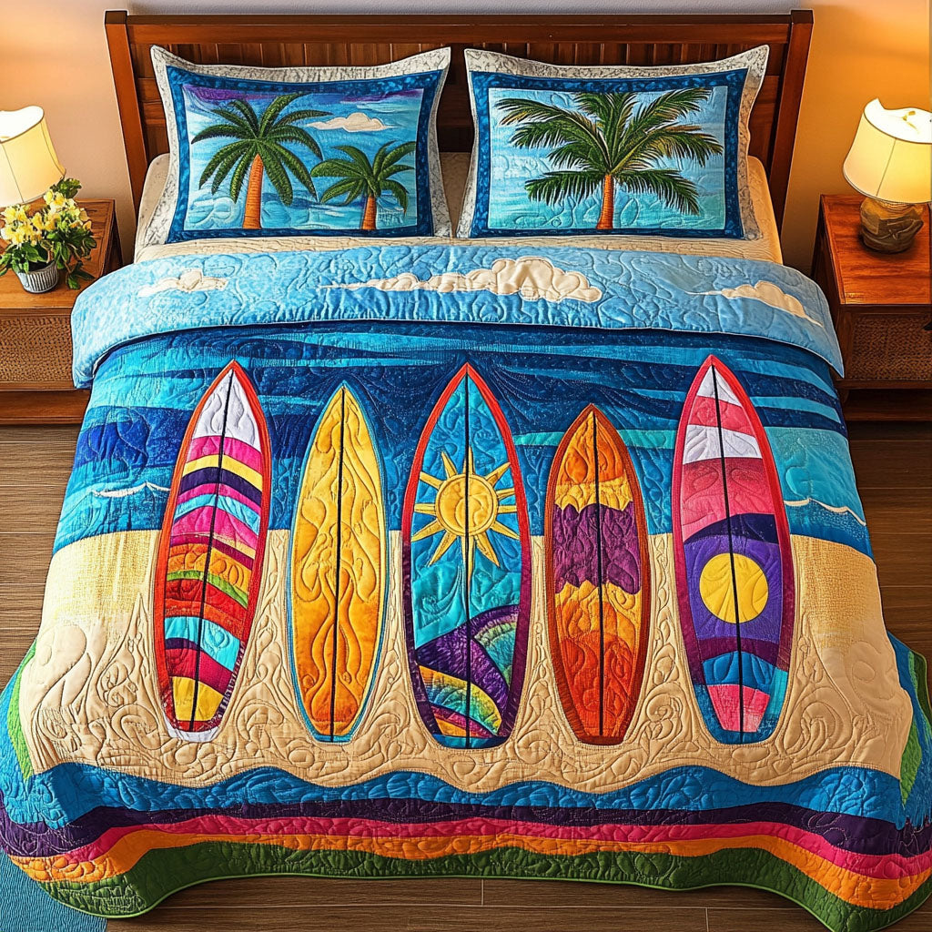 Caribbean Escape Quilted Bedding Set Luxury Comforter Gift Set for Him or Her