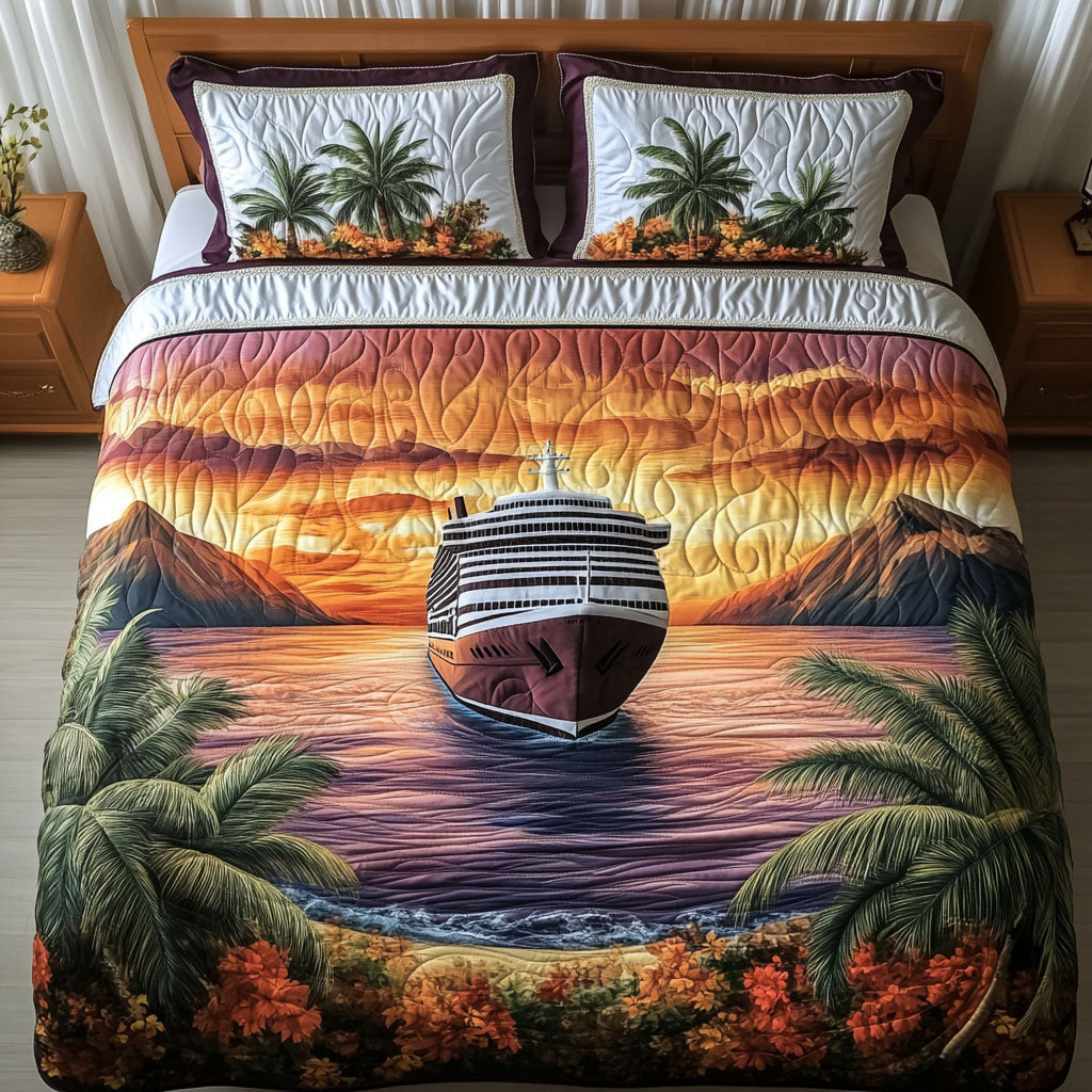 Caribbean Seeker Quilted Bedding Set Bed Room Decoration Ocean Themed Gift