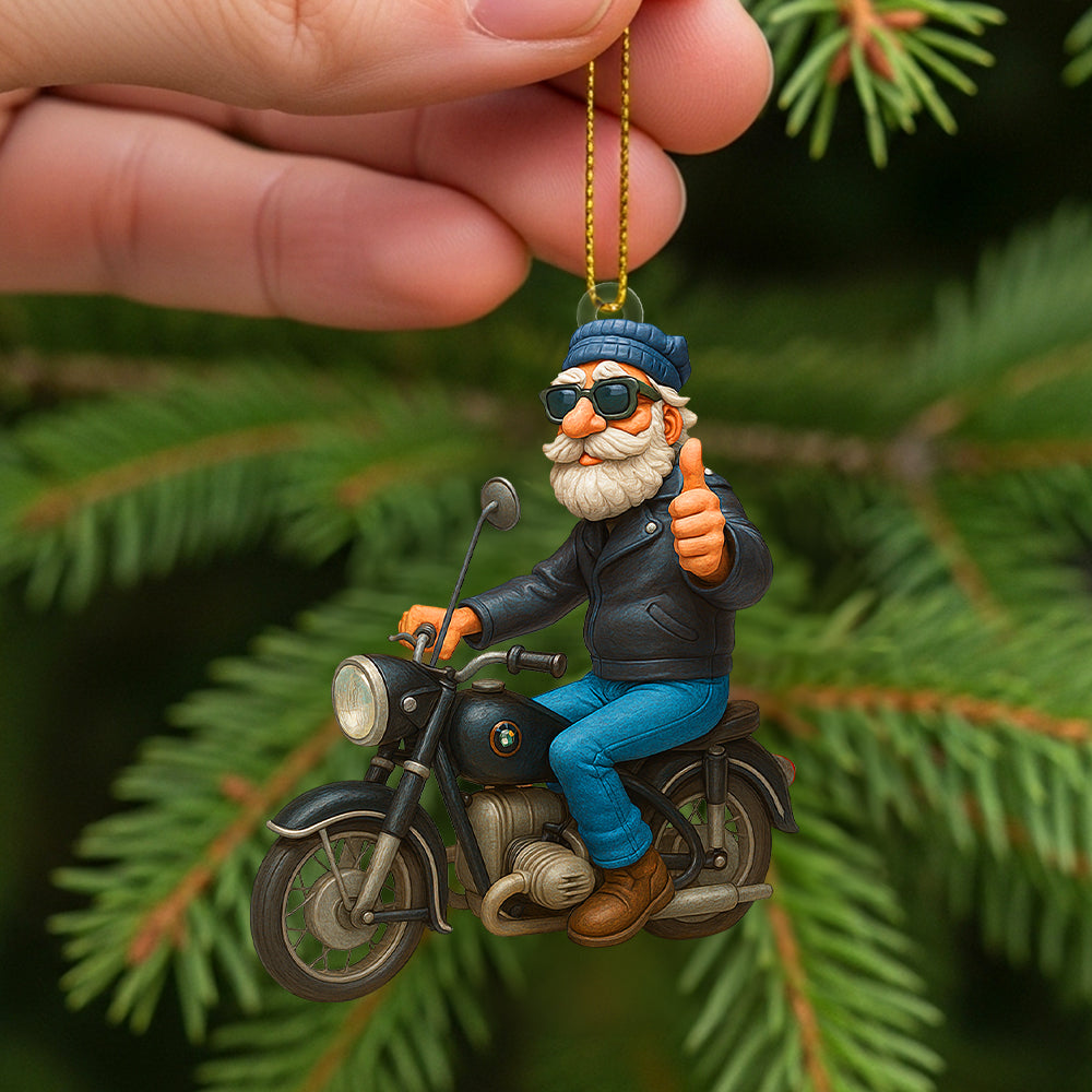 Caricature Art Custom Photo Gifts For Bikers Christmas Acrylic Ornament - Cute Christmas Tree Gift Idea