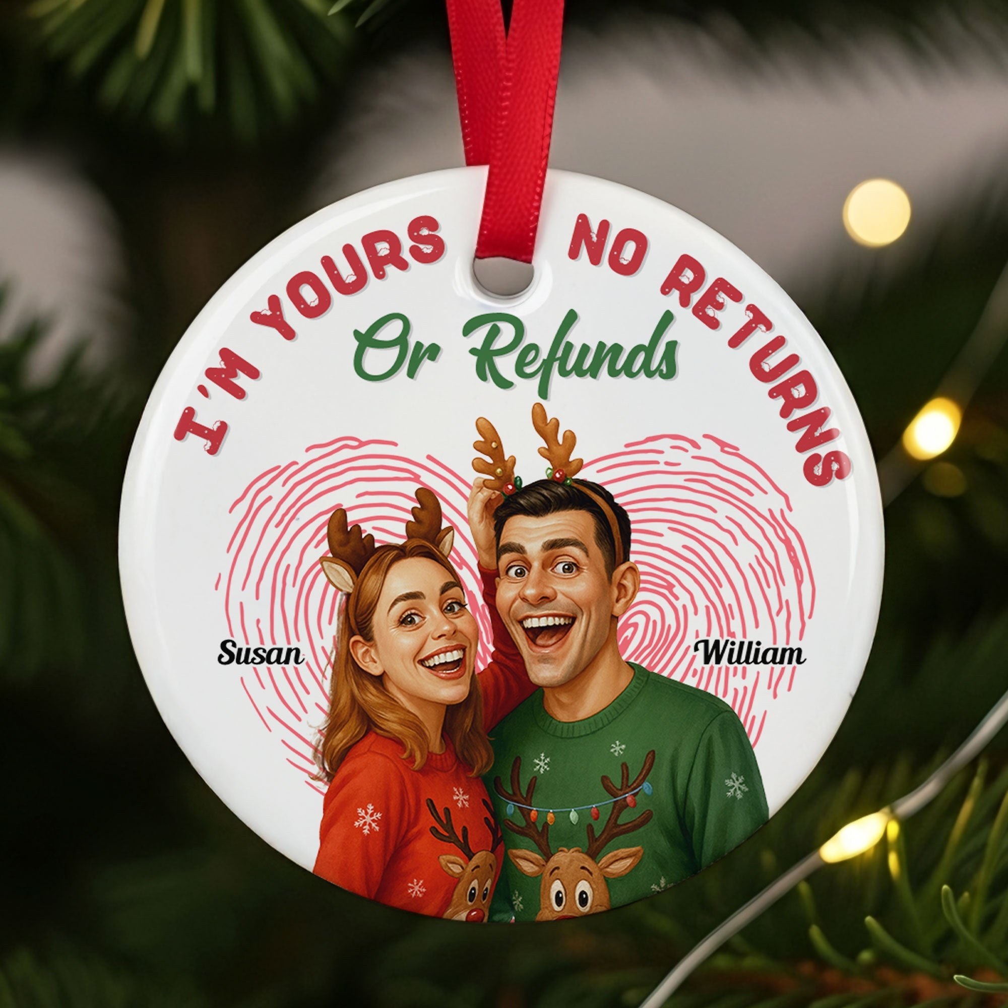 Caricature Couple Ornament - Custom Photo Gifts For Couple - Xmas Ornament Gift