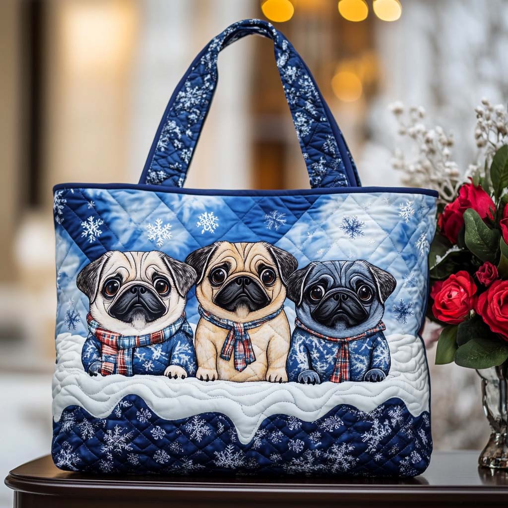 Carlin Love Quilted Tote Bag Presents For Pug Lovers