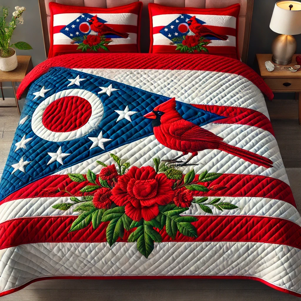 Carnation Flight Quilted Bedding Set Best Comforter Sets Red Cardinal Bird Gifts