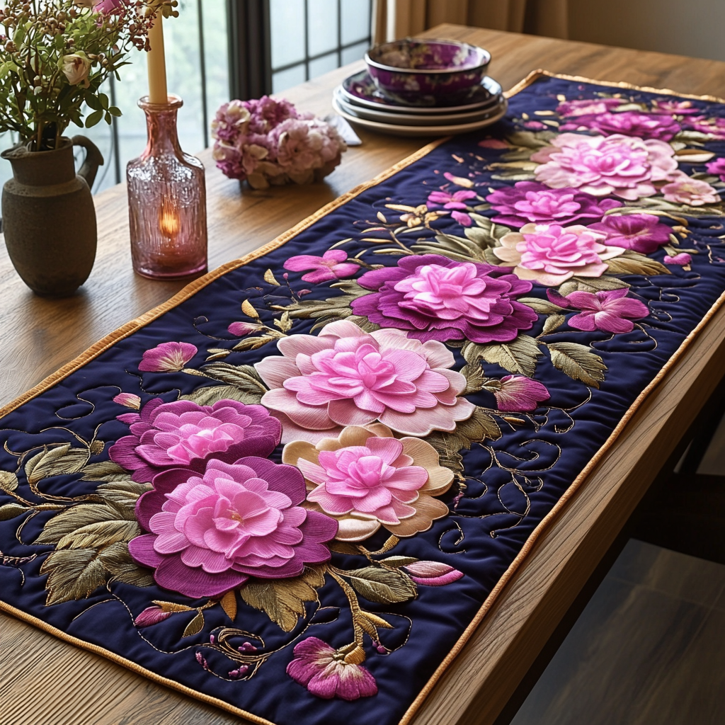Carnation Glow Quilted Table Runner Dining Table Ideas Gifts For The Flower Lover