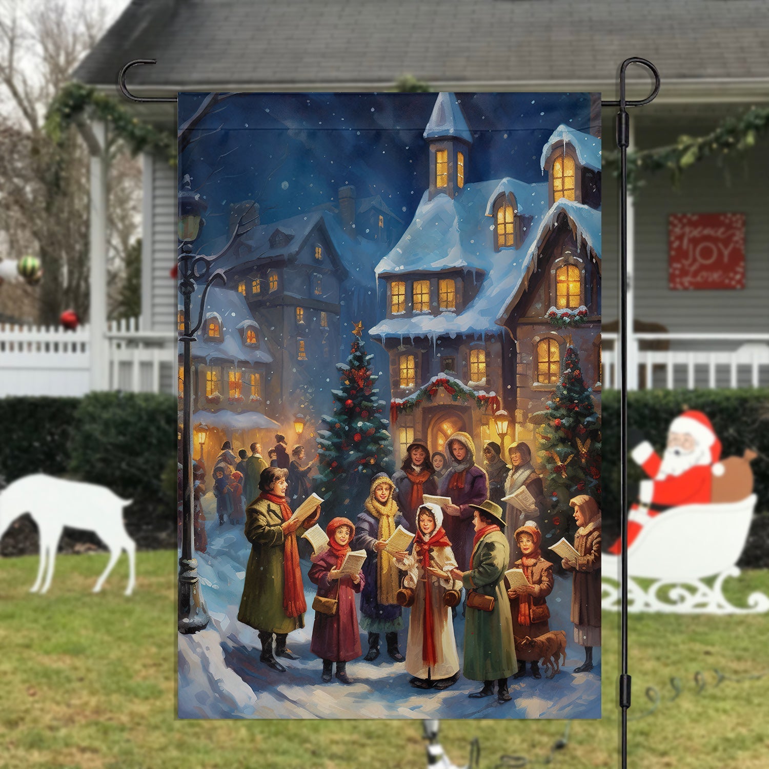 Carolers By The Candlelight Village Christmas Garden Flag Christmas Home Decor Gifts Ideas