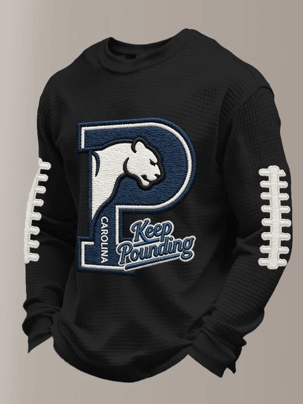 Carolina Football Keep Pounding Waffle Long Sleeve T-Shirt Merch Game Day Panthers Merch Gifts Carolina Football Keep Pounding Waffle Long Sleeve T-Shirt Merch Game Day Panthers Merch Gifts