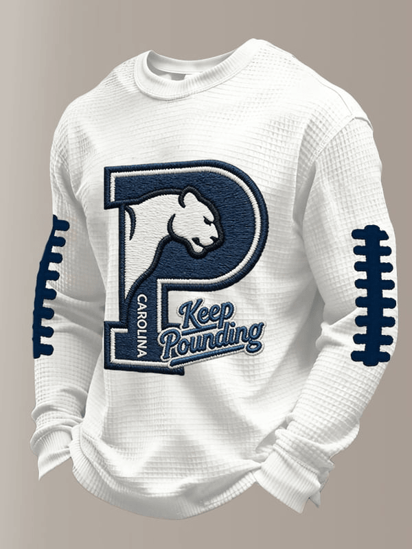 Carolina Football Keep Pounding Waffle Long Sleeve T-Shirt Panthers Merch Game Day Clothes Gifts