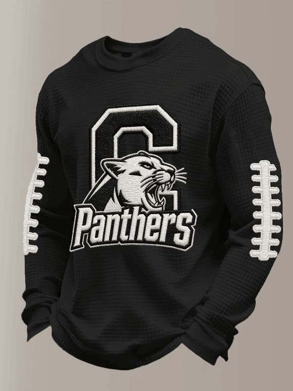 Carolina Football Waffle Long Sleeve T-Shirt Merch Game Day Clothing Panthers Merch Fan Gifts