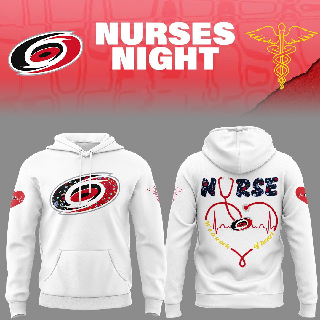 Carolina Hurricanes Nurses Night Hoodie It's A Work Of Heart Nurse Gifts For Hockey Fans