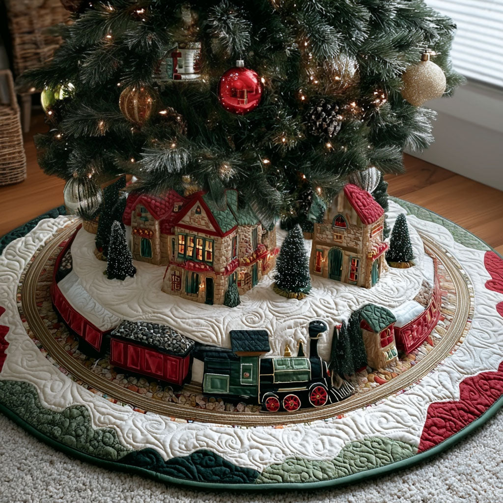 Caroling Caboose Christmas Quilted Tree Skirt Xmas Decorations Christmas Presents