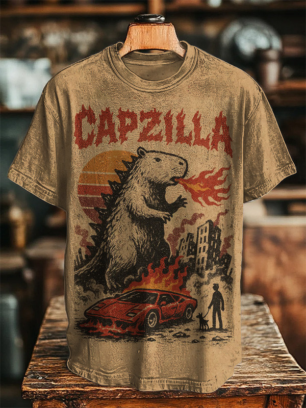 Carpzilla Capybara Print Casual Shirt Birthday Ideas For Boyfriend