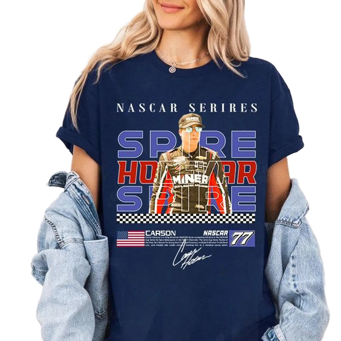 Carson Hocevar 77 Gear T-Shirt NASCAR Spire Motorsports Merch Gift For Speed Lovers