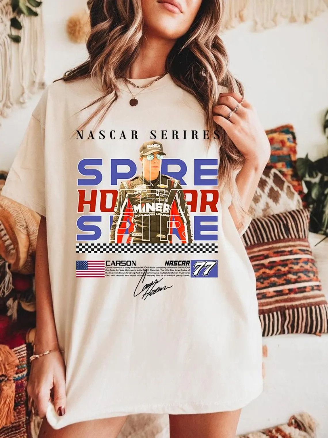 Carson Hocevar 77 Racing T-Shirt Carson Hocevar Spire 77 Tee Gift For Speed Enthusiasts