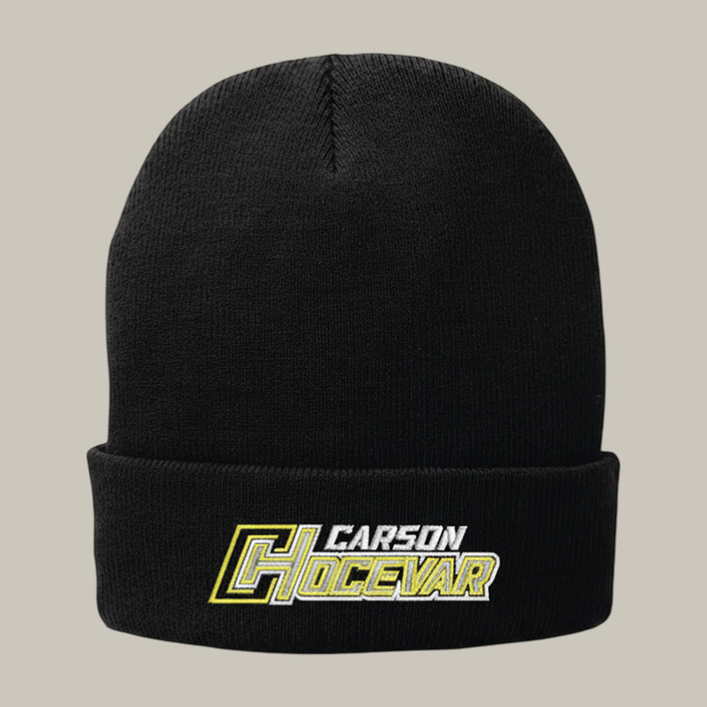 Carson Logo Beanie Car Racing Driver CarsMerch Uniqon Hocevar ue Gift For Racers