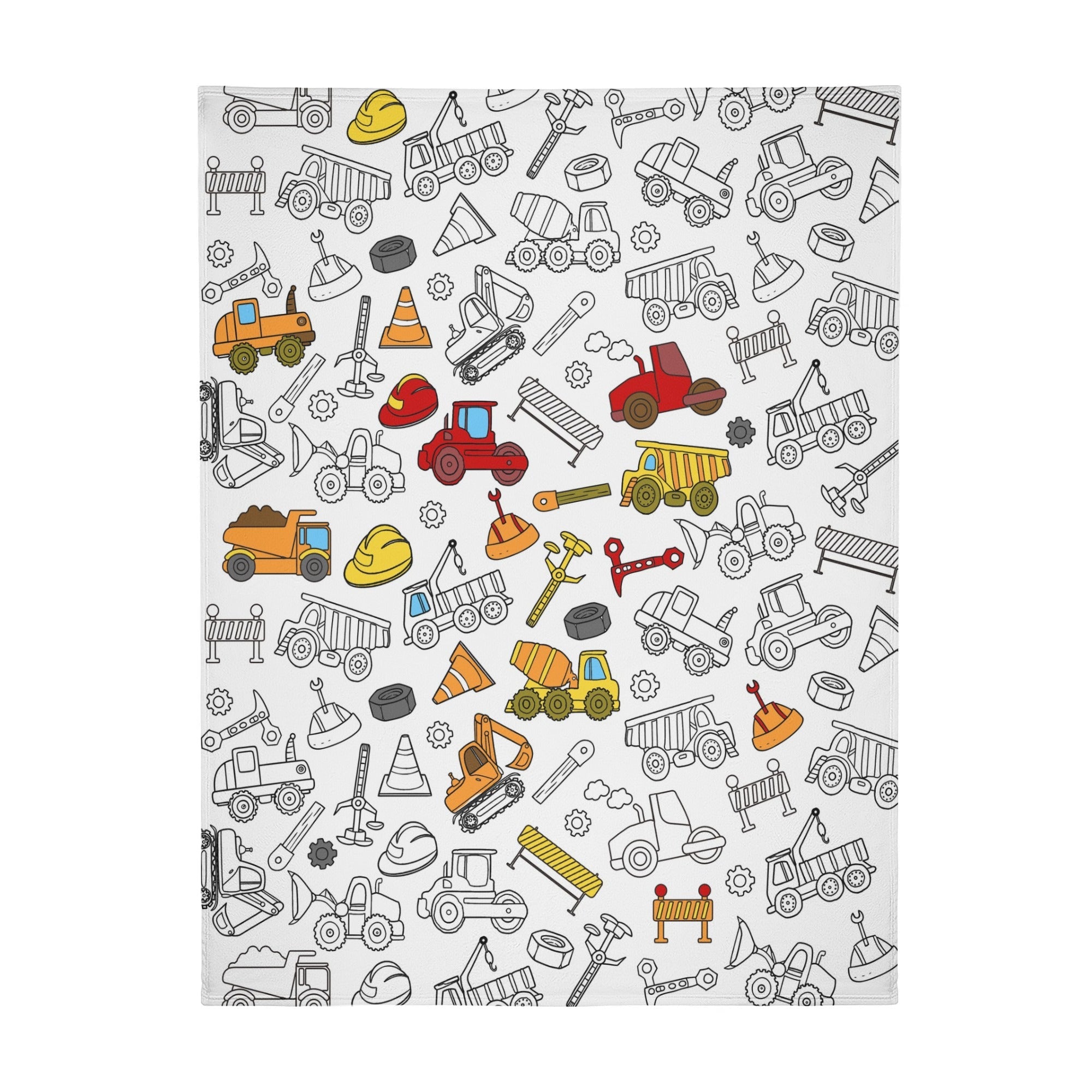 Cartoon Construction Doodle Blanket- Gift for Kids Cartoon Construction Doodle Blanket- Gift for Kids