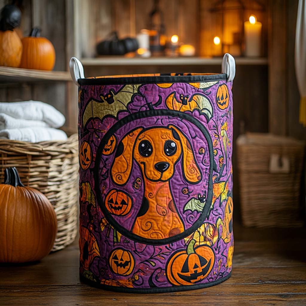 Cartoon Dachshund Quilted Laundry Basket Merch For Cozy Nights