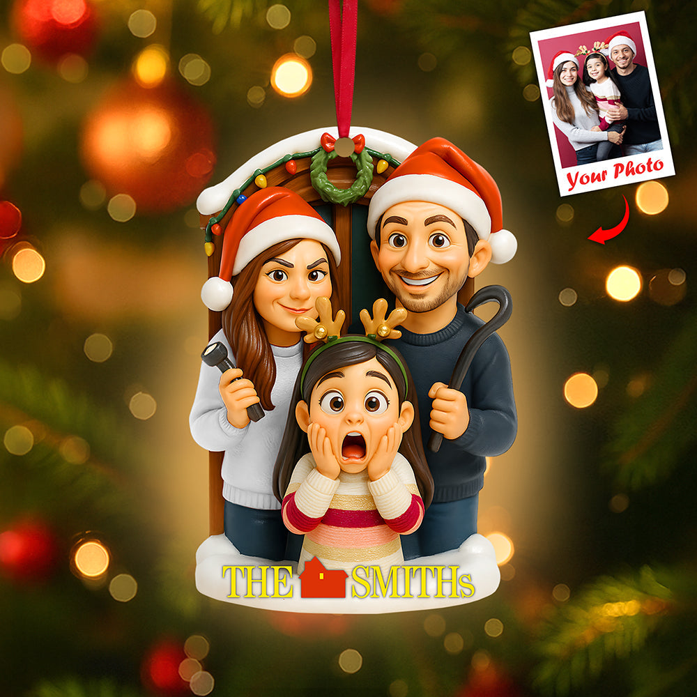 Cartoon Family Ornament - Custom Photo Gifts For Family - Holiday Season Gift Idea Cartoon Family Ornament - Custom Photo Gifts For Family - Holiday Season Gift Idea