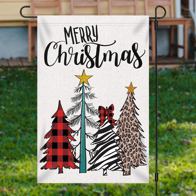 Cartoon Pine Forest Welcome Christmas Flag Colorful Garden Decor Xmas Themed Gift Ideas