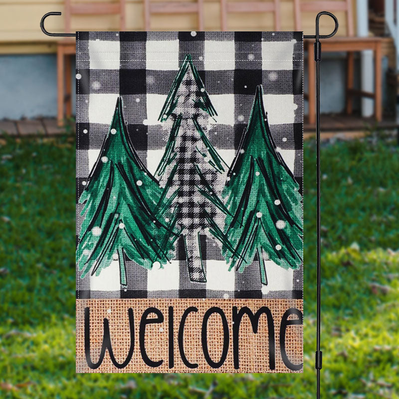 Cartoon Pine Forest Welcome Christmas Flag Winter Garden Decor Xmas Holiday Gifts For Him