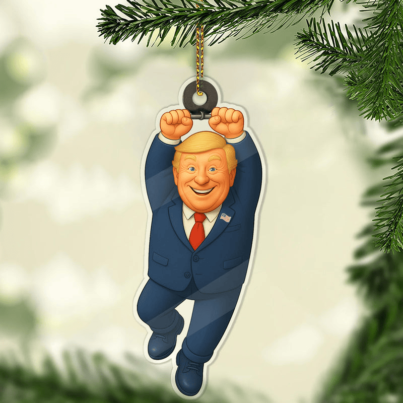 Cartoon Trump Acrylic Ornament Patriotic Donald Trump 45 47 MAGA Merch Xmas Gift