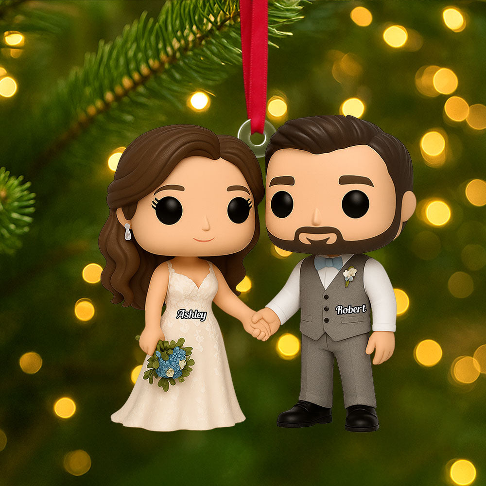 Cartoon Wedding Ornament - Custom Photo Gifts For Couple - Fun Holiday Ornament Gift