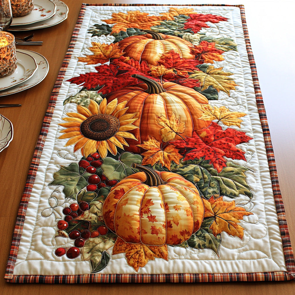 Carved Color Quilted Table Runner Elegant Fall Table Runner Best Friend Presents
