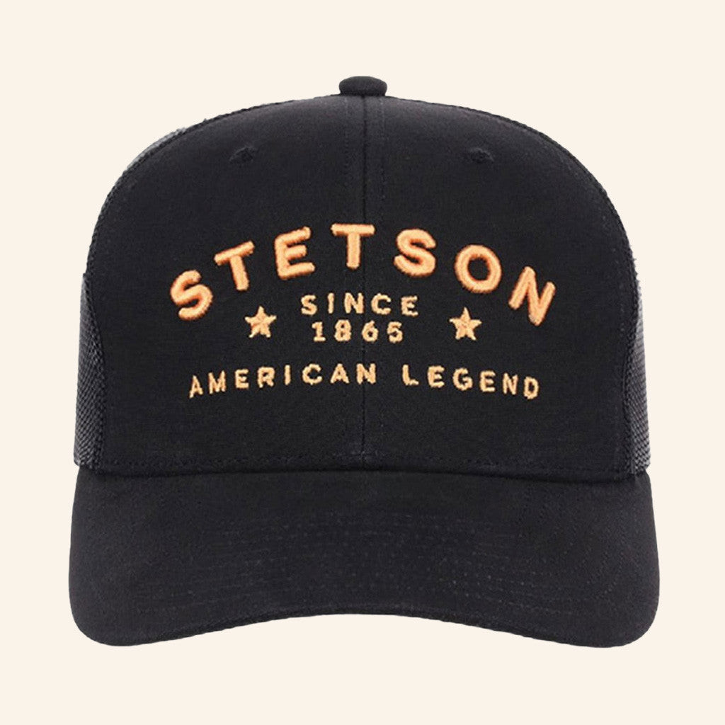 Casa Raul WW Merch Stetson American Legend Black Trucker Hat Embroidered Gifts For Him Casa Raul WW Merch Stetson American Legend Black Trucker Hat Embroidered Gifts For Him