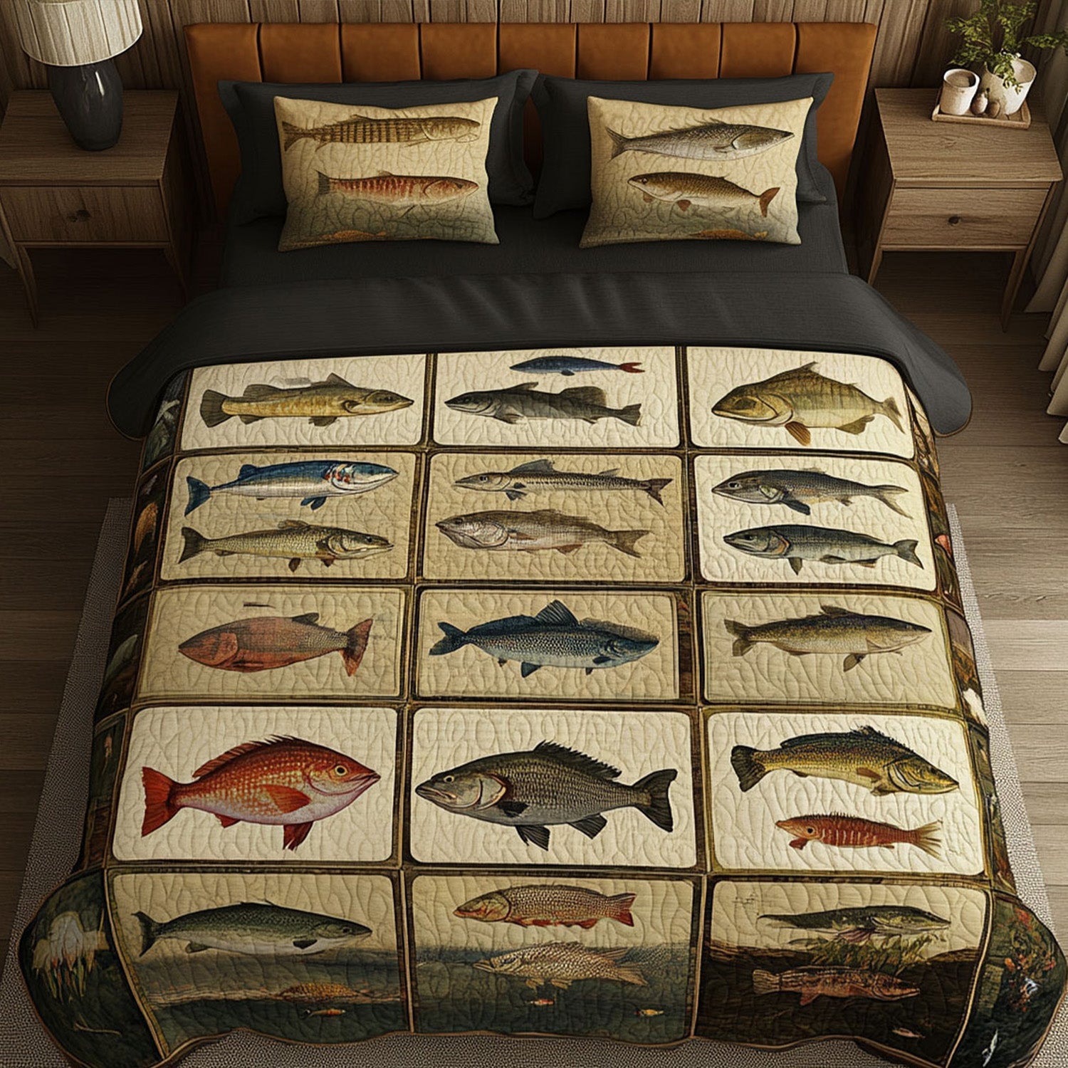 Cast in Color Quilted Bedding Set Best Christmas Duvet Sets Unique Gifts For Fishermen