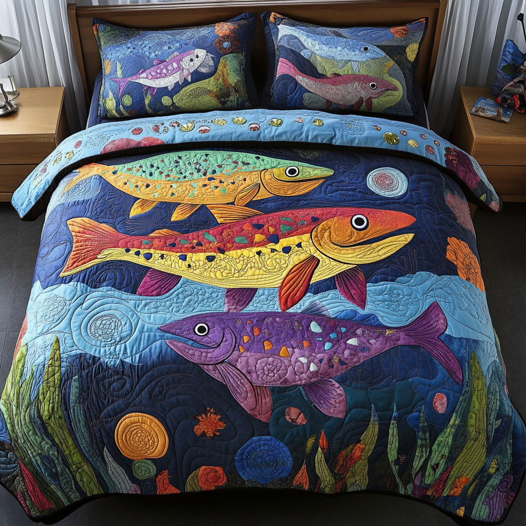 Castaway Comfort Quilted Bedding Set Cozy Bedroom Decor Cool Fishing Gifts