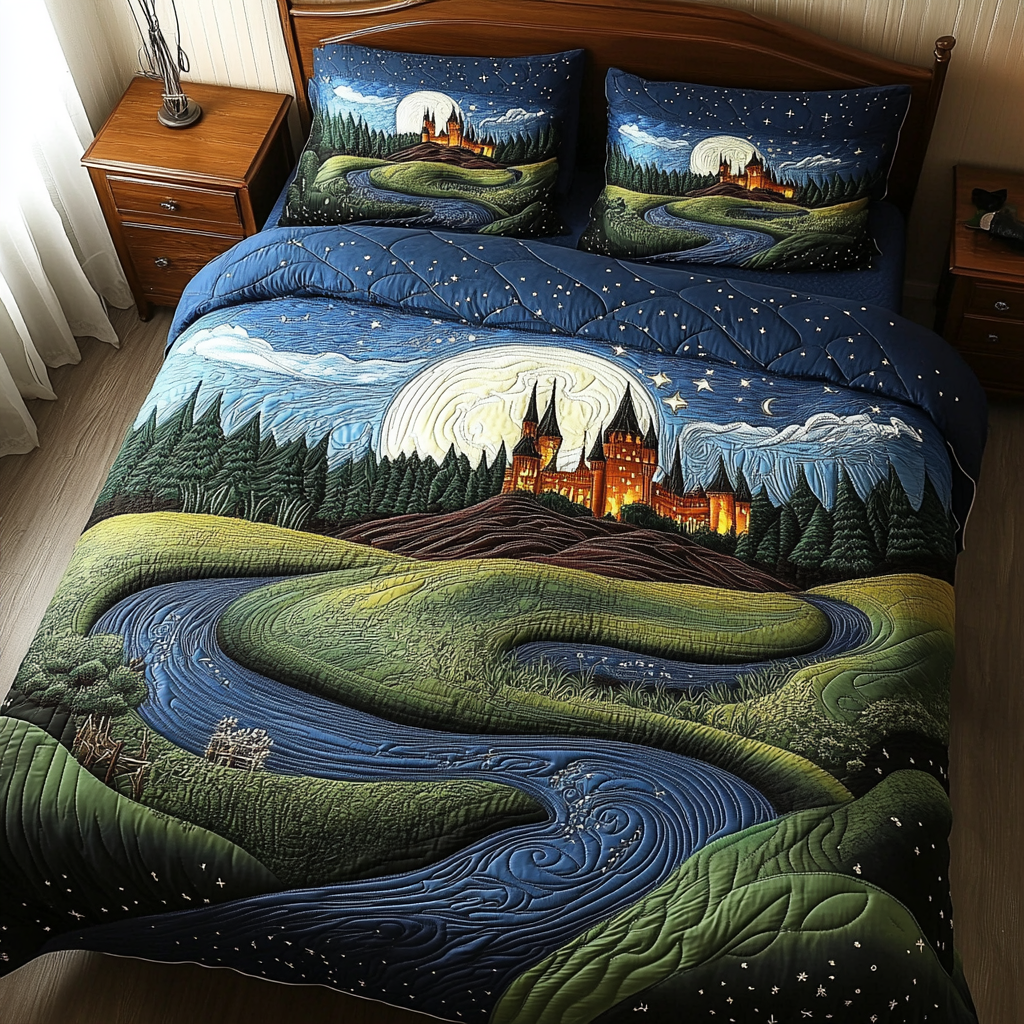 Castle Escape Quilted Bedding Set Holiday Duvet Covers Castle Gifts For Daughter