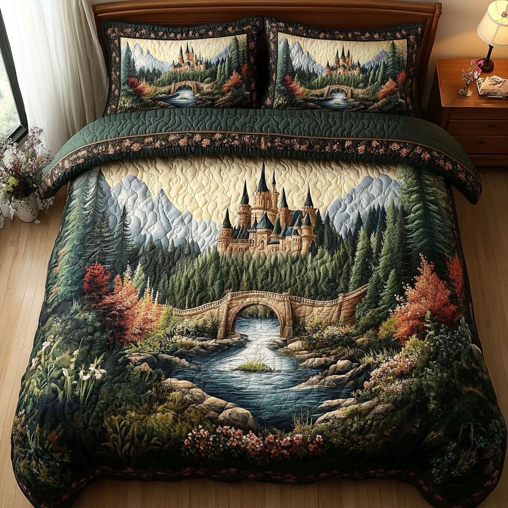 Castle Gate Quilted Bedding Set Best Christmas Duvet Cover Set Cute Castle Gifts