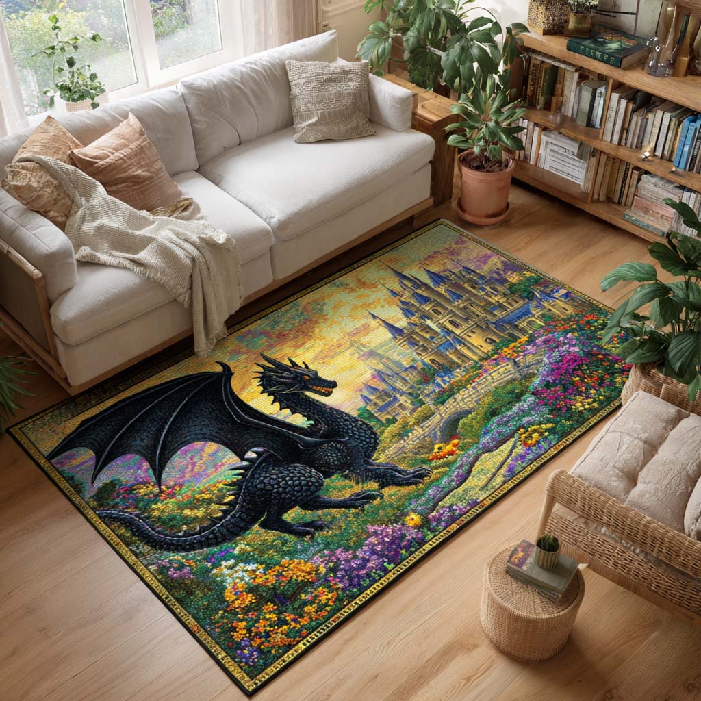 Castle Guard Area Rug Front Door Decor Best Gift For Dragon Lovers