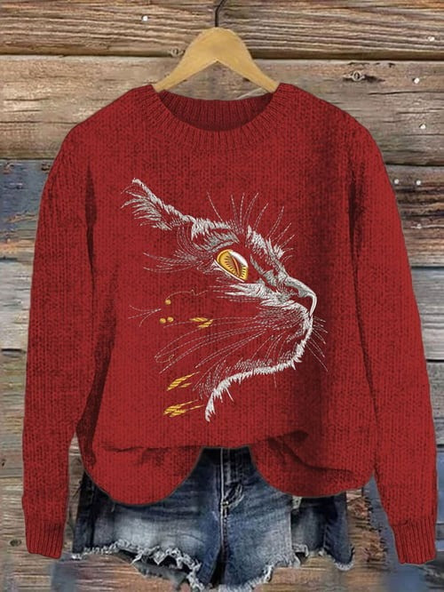 Cat Amber Eyes Sweater Pet Clothing Ideal Xmas Holiday Gifts For Cat Lovers